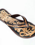 American Darling ADFT101 Hand tooled carved genuine leather sandal footwear flip flop