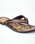 American Darling ADFT101 Hand tooled carved genuine leather sandal footwear flip flop