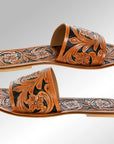 American Darling ADFT104 Hand tooled carved genuine leather sandal footwear flip flop