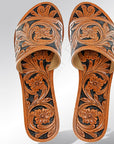 American Darling ADFT104 Hand tooled carved genuine leather sandal footwear flip flop