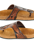 American Darling ADFT105 Hand tooled carved genuine leather sandal footwear flip flop