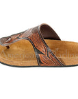 American Darling ADFT105 Hand tooled carved genuine leather sandal footwear flip flop
