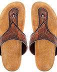 American Darling ADFT105 Hand tooled carved genuine leather sandal footwear flip flop