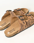 American Darling ADFT117 Hand tooled carved genuine leather sandal footwear flip flop
