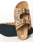 American Darling ADFT117 Hand tooled carved genuine leather sandal footwear flip flop