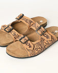 American Darling ADFT117 Hand tooled carved genuine leather sandal footwear flip flop