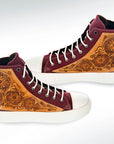 American Darling ADFT123 Hand tooled carved genuine leather trim lightweight shoe footwear slip on