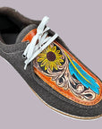 American Darling ADFT124 Hand tooled carved genuine leather trim lightweight shoe footwear slip on