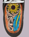American Darling ADFT124 Hand tooled carved genuine leather trim lightweight shoe footwear slip on