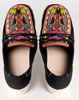American Darling ADFT133BK2 Hand tooled carved genuine leather trim lightweight shoe footwear slip on