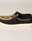 American Darling ADFT133BK7 Hand tooled carved genuine leather trim lightweight shoe footwear slip on