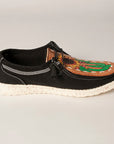 American Darling ADFT133BK7 Hand tooled carved genuine leather trim lightweight shoe footwear slip on