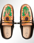 American Darling ADFT133BK7 Hand tooled carved genuine leather trim lightweight shoe footwear slip on