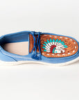 American Darling ADFT133BL1 Hand tooled carved genuine leather trim lightweight shoe footwear slip on