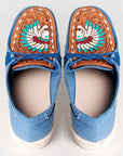 American Darling ADFT133BL1 Hand tooled carved genuine leather trim lightweight shoe footwear slip on