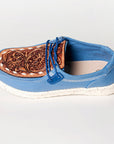 American Darling ADFT133BL4 Hand tooled carved genuine leather trim lightweight shoe footwear slip on