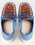 American Darling ADFT133BL4 Hand tooled carved genuine leather trim lightweight shoe footwear slip on