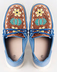 American Darling ADFT133BL5 Hand tooled carved genuine leather trim lightweight shoe footwear slip on