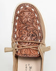 American Darling ADFT133BR4 Hand tooled carved genuine leather trim lightweight shoe footwear slip on