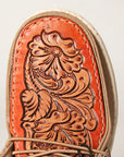 American Darling ADFT133BR11 Hand tooled carved genuine leather trim lightweight shoe footwear slip on