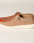 American Darling ADFT133BR11 Hand tooled carved genuine leather trim lightweight shoe footwear slip on