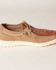 American Darling ADFT133BR11 Hand tooled carved genuine leather trim lightweight shoe footwear slip on