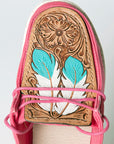American Darling ADFT133FU3 Hand tooled carved genuine leather trim lightweight shoe footwear slip on