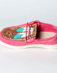 American Darling ADFT133FU3 Hand tooled carved genuine leather trim lightweight shoe footwear slip on