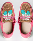 American Darling ADFT133FU3 Hand tooled carved genuine leather trim lightweight shoe footwear slip on