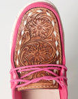 American Darling ADFT133FU4 Hand tooled carved genuine leather trim lightweight shoe footwear slip on