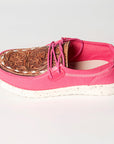 American Darling ADFT133FU4 Hand tooled carved genuine leather trim lightweight shoe footwear slip on