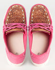 American Darling ADFT133FU4 Hand tooled carved genuine leather trim lightweight shoe footwear slip on