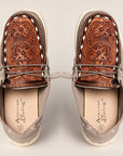 American Darling ADFT133GR4 Hand tooled carved genuine leather trim lightweight shoe footwear slip on