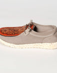 American Darling ADFT133GR11 Hand tooled carved genuine leather trim lightweight shoe footwear slip on