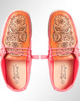 American Darling ADFT133NEPK11 Hand tooled carved genuine leather trim lightweight shoe footwear slip on