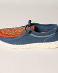 American Darling ADFT133NV11 Hand tooled carved genuine leather trim lightweight shoe footwear slip on