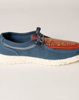 American Darling ADFT133NV11 Hand tooled carved genuine leather trim lightweight shoe footwear slip on