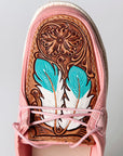 American Darling ADFT133PK3 Hand tooled carved genuine leather trim lightweight shoe footwear slip on