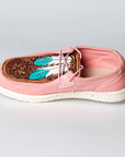 American Darling ADFT133PK3 Hand tooled carved genuine leather trim lightweight shoe footwear slip on
