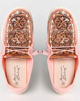 American Darling ADFT133PK4 Hand tooled carved genuine leather trim lightweight shoe footwear slip on