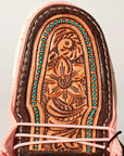 American Darling ADFT133PK9 Hand tooled carved genuine leather trim lightweight shoe footwear slip on