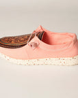 American Darling ADFT133PK9 Hand tooled carved genuine leather trim lightweight shoe footwear slip on