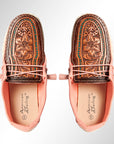 American Darling ADFT133PK9 Hand tooled carved genuine leather trim lightweight shoe footwear slip on