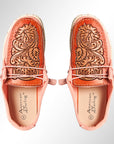 American Darling ADFT133PK11 Hand tooled carved genuine leather trim lightweight shoe footwear slip on