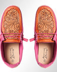 American Darling ADFT133PU11 Hand tooled carved genuine leather trim lightweight shoe footwear slip on