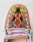 American Darling ADFT133SB2 Hand tooled carved genuine leather trim lightweight shoe footwear slip on