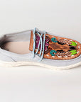 American Darling ADFT133SB2 Hand tooled carved genuine leather trim lightweight shoe footwear slip on