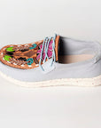 American Darling ADFT133SB2 Hand tooled carved genuine leather trim lightweight shoe footwear slip on