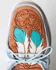 American Darling ADFT133SB3 Hand tooled carved genuine leather trim lightweight shoe footwear slip on