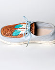 American Darling ADFT133SB3 Hand tooled carved genuine leather trim lightweight shoe footwear slip on